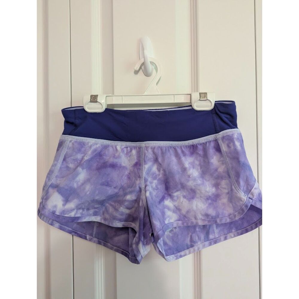 Lululemon Purple Tie-Dye Shorts Sz 2 Run:Speed Short Low Rise 2.5" Inseam